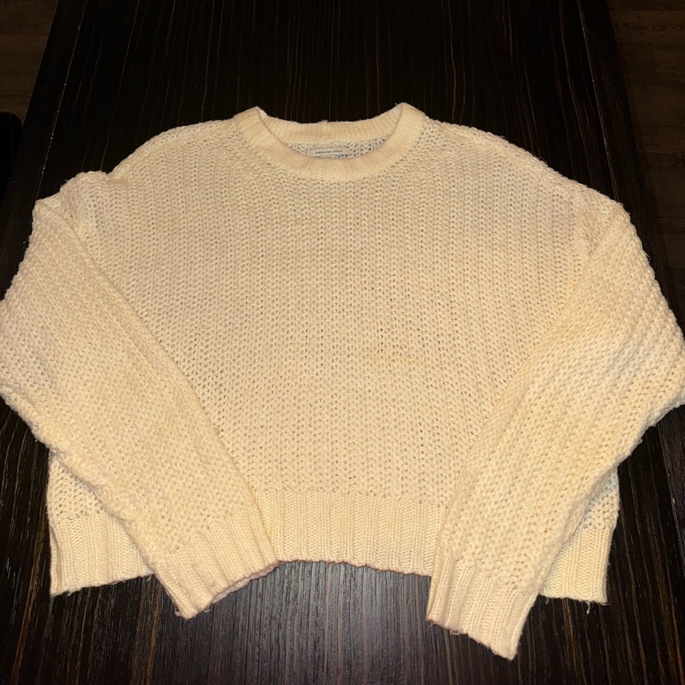 American Eagle Outfitters Cream Crew Neck Sweater